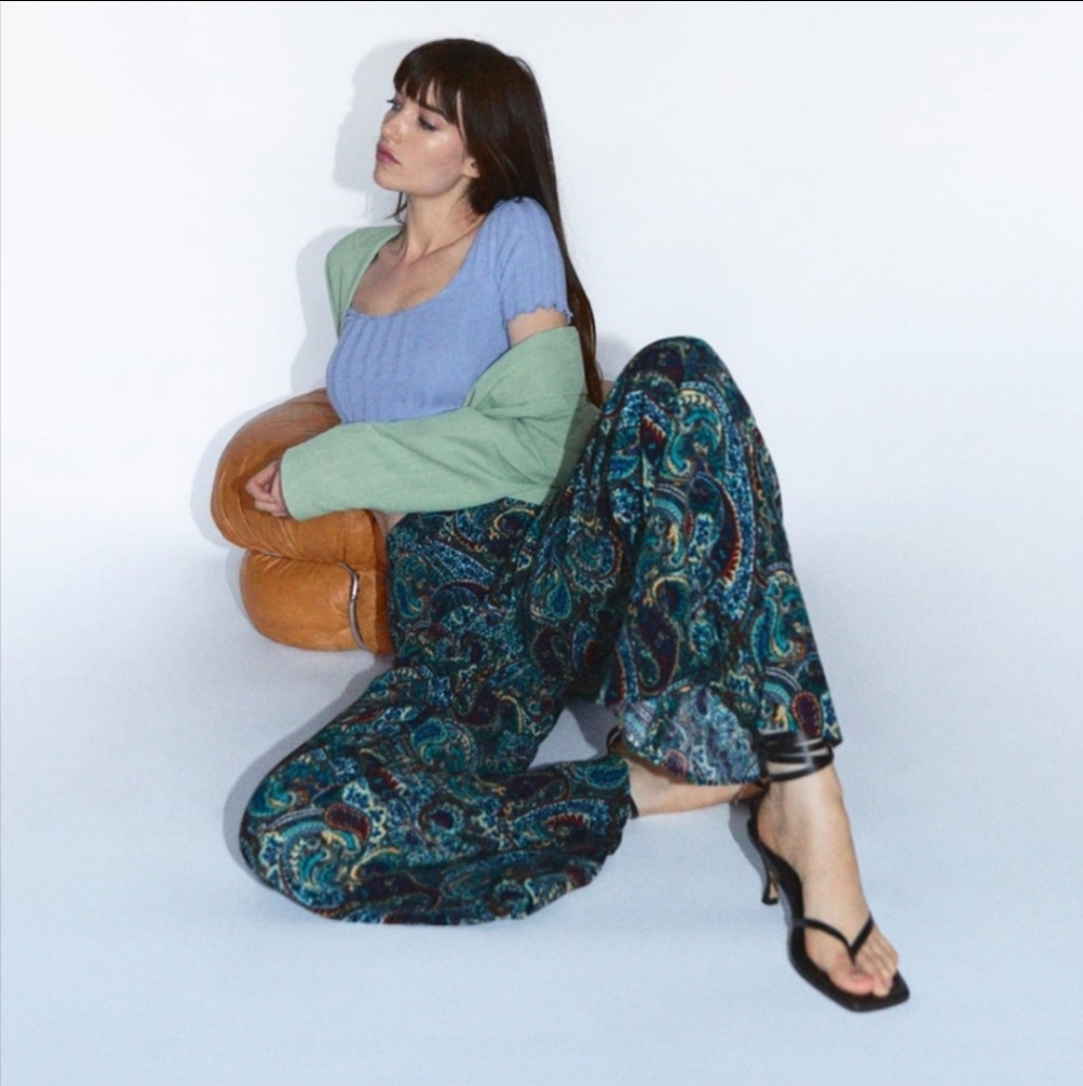 Zara Paisley Print Flared Pants